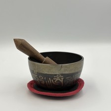 Tibetan Singing Bowl Brass Meditation Sound Healing Om Mantra Mallet Boho