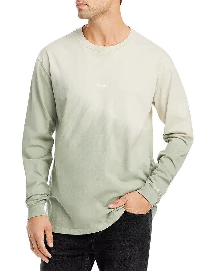 ОБРАМЛЯЮЩАЯ мужская двухцветная футболка с длинным рукавом окрашенная в молочно-бежевый цвет Tie Dye-Большой размер 10490₽