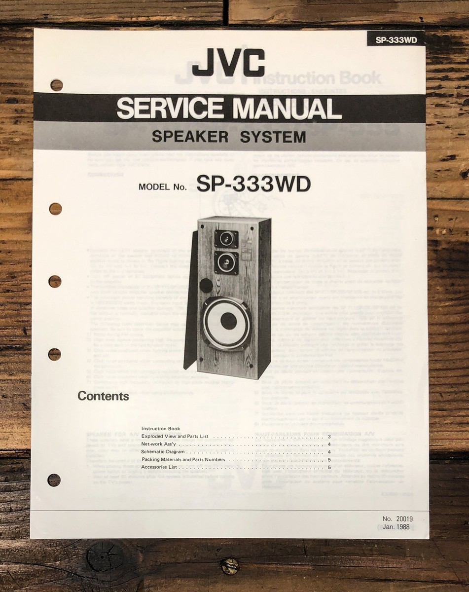 JVC SP-333 WD Speaker Service Manual *Original* | eBay