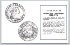 1987 Carta Numismatica US Coinage Set 1 Carta 8/8 Busto Drappeggiato Dollaro Argento