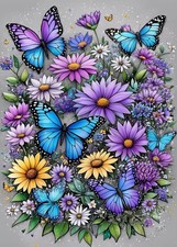 Butterfly Flower Diamond Art Painting Kits for 12X16 Inches,