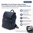 MoDRN Charli Diaper Bag Navy Convertible Backpack w Adjustable Straps