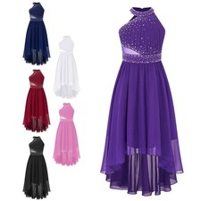 Kids Girls Bridesmaid Mesh Dress Proms Dance Sleeveless Outfit Banquet Costumes