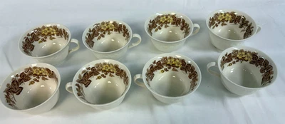 Wedgwood Wildbriar Tea Cups Floral Set of 8 Yellow & Brown Vintage 1950s - Image 1 of 4