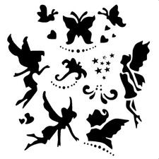Really Great Stencils, Fairy Collage Stencil, 6x6", Fantasy, Fairies, Butterfly