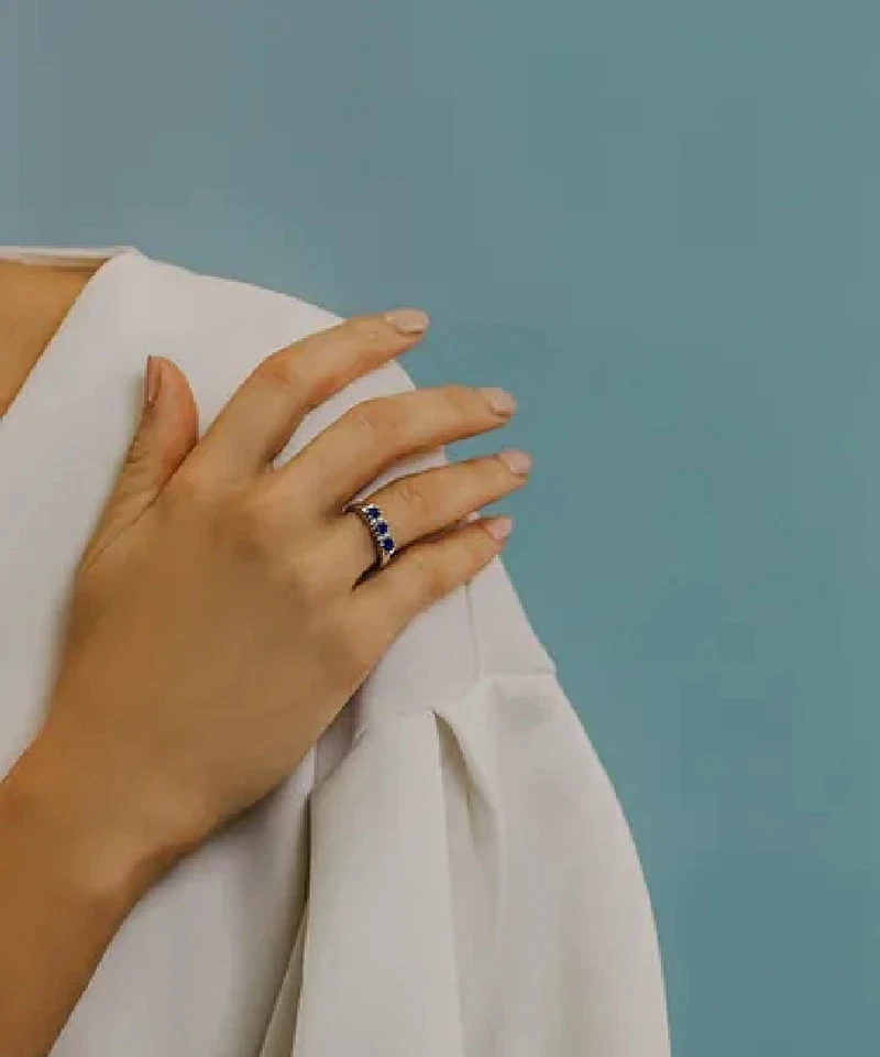 Anillo DUQUESA TRILOGÍA ORO DIAMANTES ZAFIROS AZULES ANB2559 Comete Mujer - Imagen 2 de 3