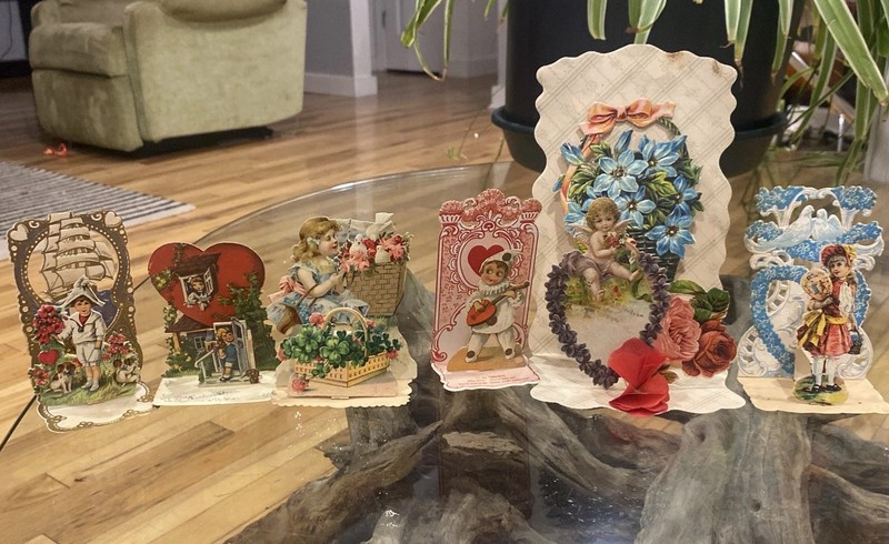 Lot Of 6 Antique Early 1900s Pop Up Dimensional Valentine’s Day Cards - Rare