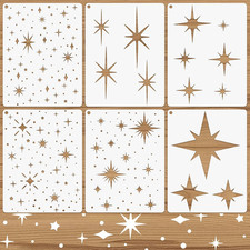 6 Pcs Large Star Stencil for Painting, 6 Style Reusable Twinkle Star Stencil for