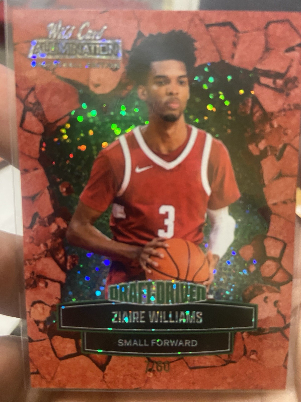 2022 Zaire Williams Low SN 7/60 Draft Driven Green Sparkle Good Shooting Prospct