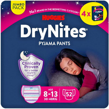 Huggies DryNites Windeln Windelhosen Mädchen 8-13J 30-48kg Jumbo Monatspack 52St