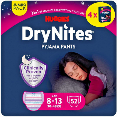 Huggies DryNites Windeln Windelhosen Mädchen 8-13J 30-48kg Jumbo Monatspack 52St