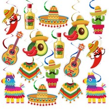 Mexican Fiesta Hanging Swirls Cinco De Mayo Party Supplies 24 PCS