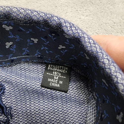English Laundry Shirt Mens Medium Blue Pattern Dress Long Sleeve 15.5 Modern Fit - Picture 8 of 14