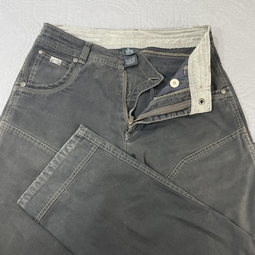 Pantalone Kuhl doppio ginocchio tela uomo 32x34 nero vintage tinto patina outdoor escursionismo
