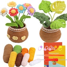 All In One Beginner Crochet Kit Making Tulip Daisy Flowers DIY Crafts For Adults