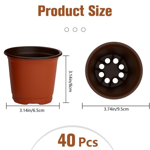 40-Pack Garden Nursery Plastic Pots 4" Flower Plant Container Seedling Pots - Picture 7 of 7