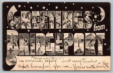 Large Letter Greetings from Bridgeport CT Black & White Collage Postcard