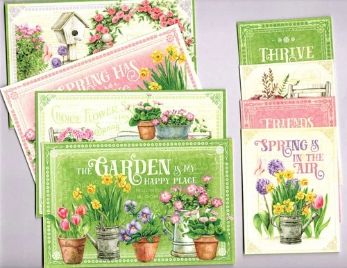Graphic45 GROW WITH LOVE (8PK) HANDCUT 3x4  4x6 EPHEMERA CARDS Double-Sided