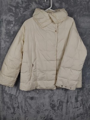 Allegri Jacket Womens Large White Down Puffer Made In Italy Quilted Warm Coat