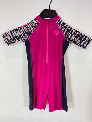 HUMMEL Wetsuit Girl's Size 86 Regular Fit Zip-Up Stretchy Logo Bright Pink