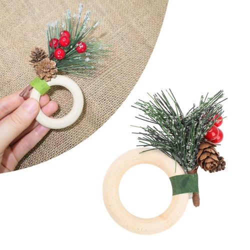 6pcs Pine Cone Napkin Ring Xmas Table Decoration Pine Cones Xmas Napkin Hold 3CS - Picture 5 of 12