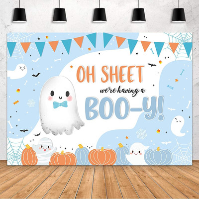 7x5ft Halloween Boy Baby Shower Party Backdrop We're Having a Boo-y Cute Spooky 