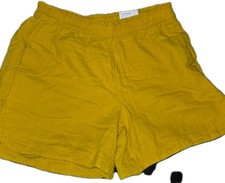 Old Navy Women's (L) Yellow Gauzy Cotton Pull On Shorts Comfort Summer NWT