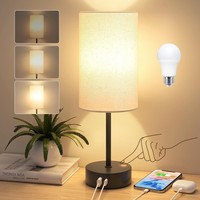 Nachttischlampe Dimmbar Touch Leinen Mit USB A+C LadeanschlüSsen Schlafzimmer