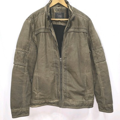 #ad Men#x27;s BKE Oiled Cotton Canvas Moto Biker Style Sherpa Lined XL Jacket Grungy $30.79