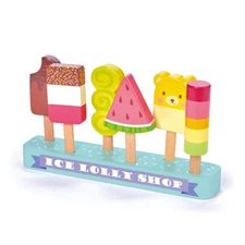 Tender Leaf Toys Ice Lolly Shop – 7-Pc Wooden Pretend Play Set for Kids 3+