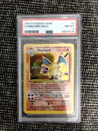 1999 Pokemon Game Base Set Charizard Holo Card #4/102 PSA 8