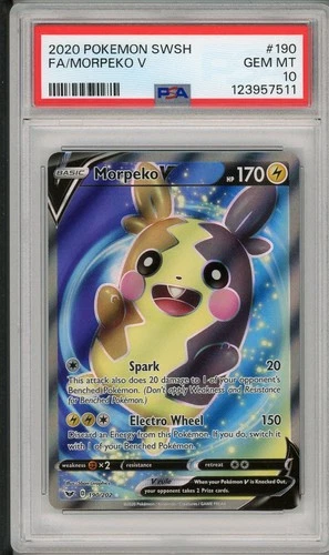 2020 Pokemon Sword & Shield Base Set Morpeko V Full Art #190 PSA 10