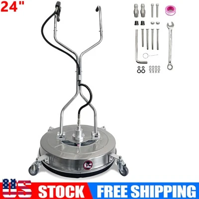 24" Pressure Washer Surface Cleaner 4 Wheels Dual Handle 4900PSI Stainless Steel