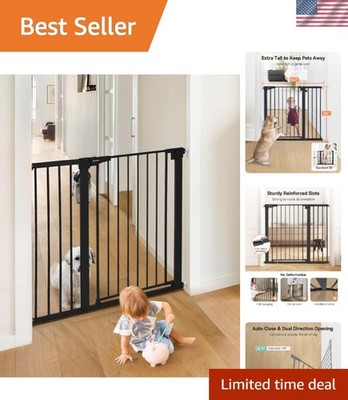Metal Pressure Mounted Baby Gate: 36'' Tall, 43.3'' Wide with Walk-Through Door