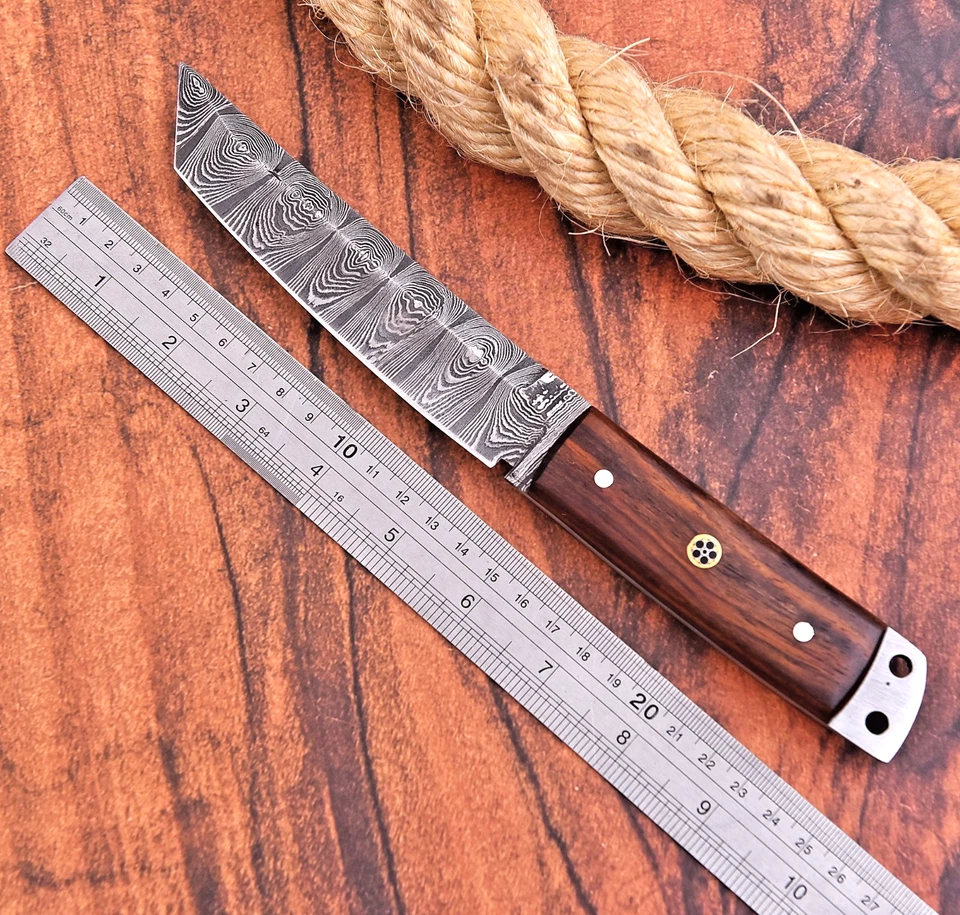 Cuchillo de caza tanto hoja fija de acero Damasco forjado a mano hecho a medida UU 41 Foto 3 de 4