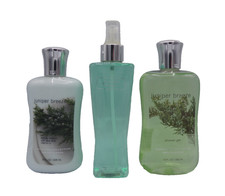 BATH  BODY WORKS JUNIPER BREEZE BODY MIST WASH GEL LOTION 3 Pack 