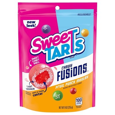 SweeTARTS Chewy Fusions Candy, Fruit Punch Medley, 9 Ounce