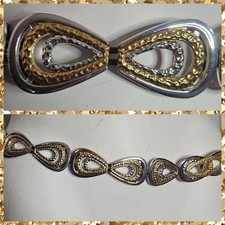 VTG 80s 90s Gold/Silver Tone Metal Stretchy Belt - 39" Long