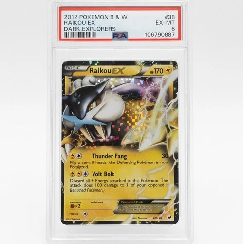 Raikou EX Dark Explorers 2012 Pokemon B & W #38 28/108 PSA 6 Graded Ultra Rare