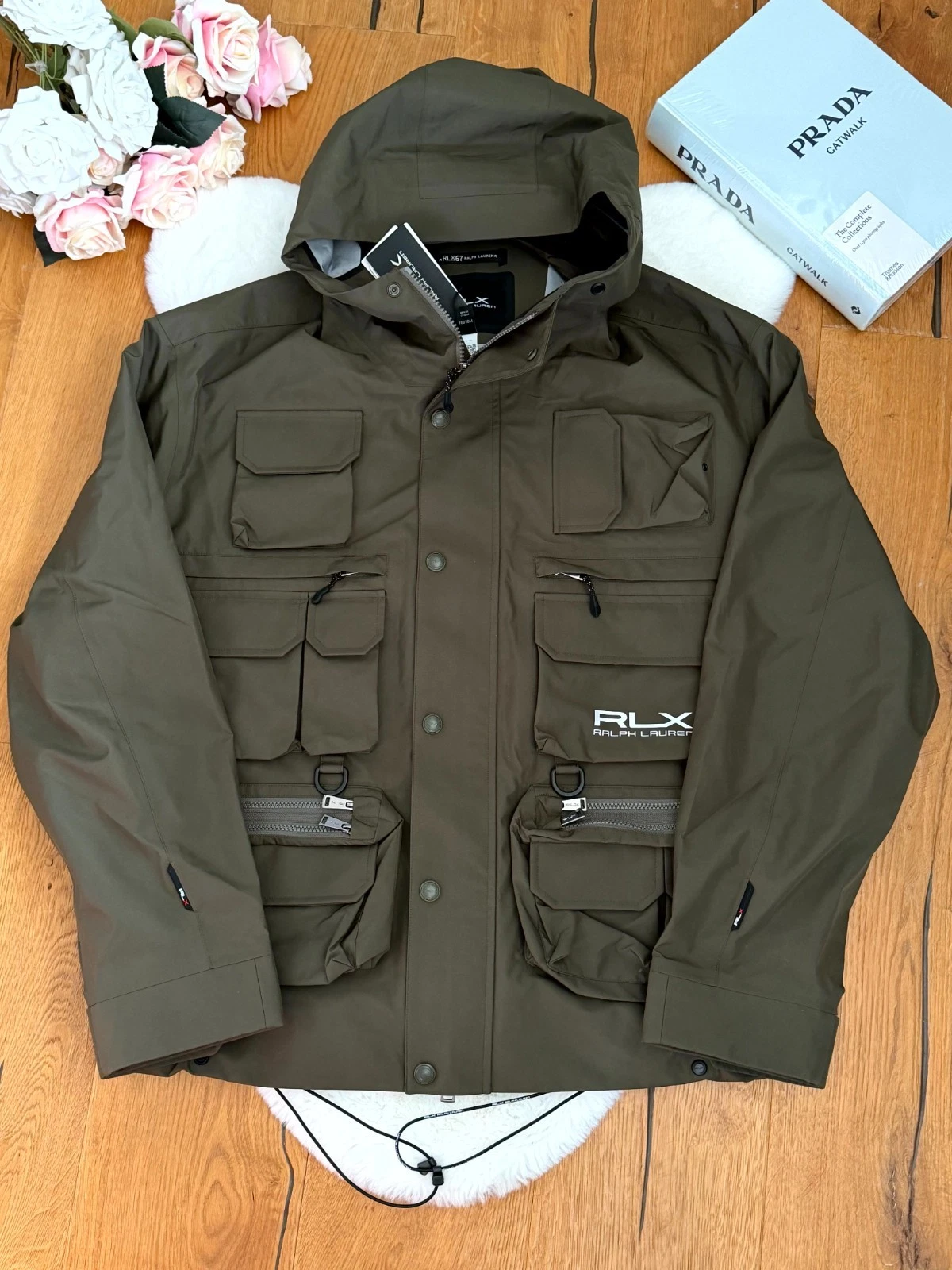 Ralph Lauren RLX Water Repellent Wading Utility Jacket Coat Khaki Green XL Mens