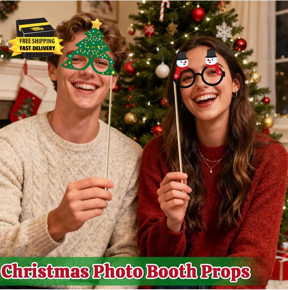 Christmas Photo Booth Props - 36Pcs Christmas Party Decorations Decor & Selfie A - Image 4 of 4