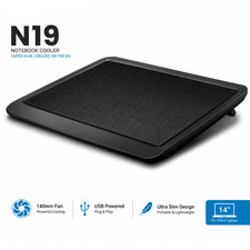 N19 Laptop Cooler 14" Notebook Cooling Pad USB Fan Metal Mesh Slim