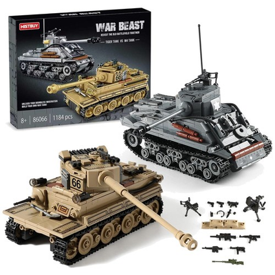 #ad #ad WW2 Army Tank Building Kit: Create Iconic Tiger amp; M4 Sherman with 1184 Blocks $46.99