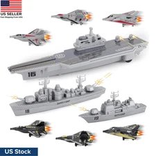 Aircraft Carrier Toy Naval Ship Play Set with Mini Planes Army Kids Gift NEW