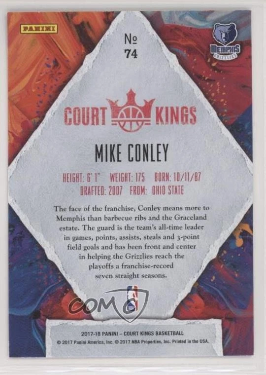 2017-18 Panini Court Kings Mike Conley #74 - Image 2 of 2