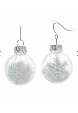 Women's Ornament Drop Earrings Clear Snowflake Christmas Holiday Winter Jewelry