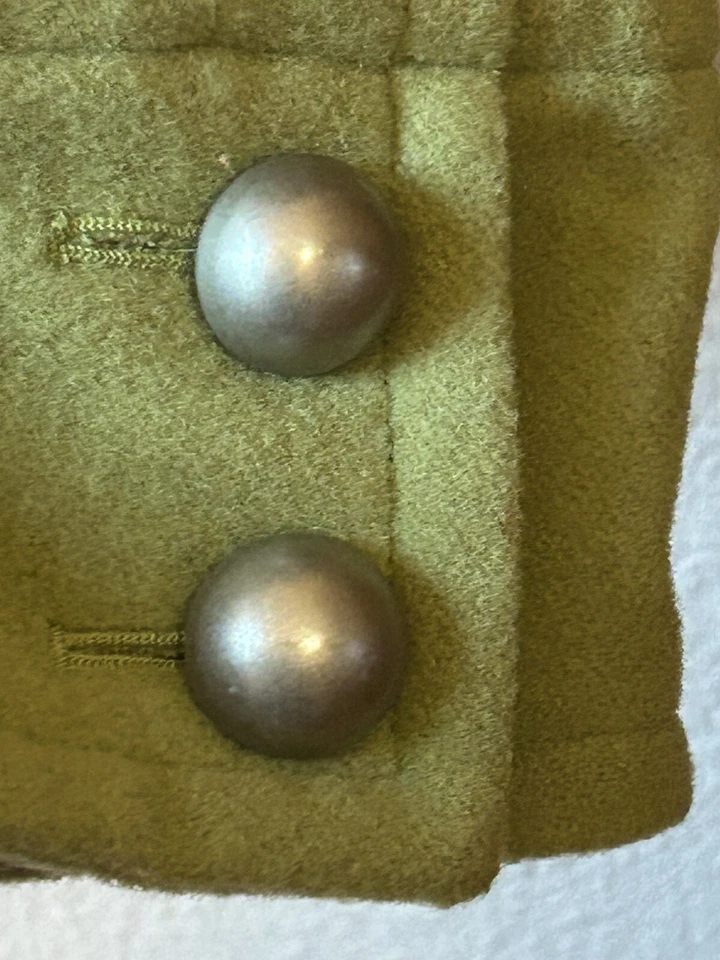 Abrigo Corto Mujer Negro Remache Mezcla Lana Doble Pecho Verde Mocoso Talla 14 Foto 4 de 4