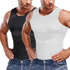 MENS SLIMMING BODY SHAPER BELLY CHEST COMPRESSION VEST GIRDLE SHIRT GYM TANK TOP
