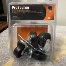 4 PACK Prosource 7111917 1-5/8 in. Light Duty Swivel Casters, Zinc Plated BLACK