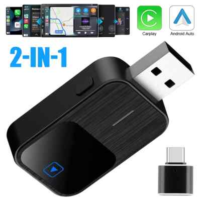 2 in 1 Wireless Apple Carplay Android Auto Adapter USB Car Dongle Connect Box